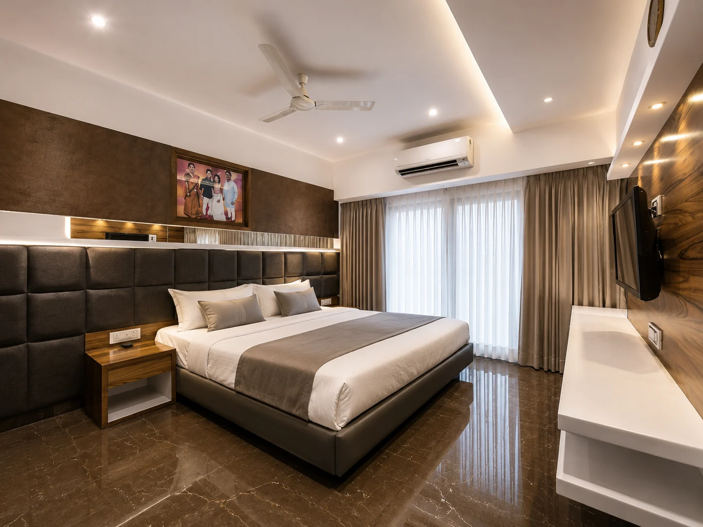 Tufted Brown Bedroom