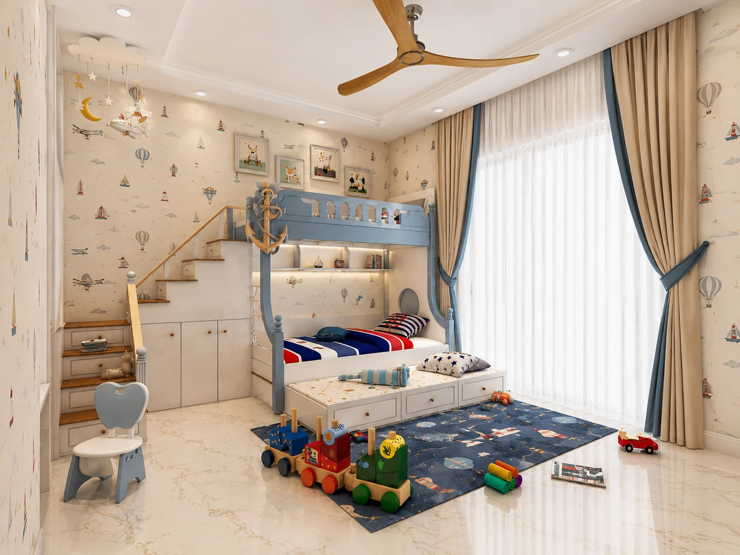 Nautical Bunk Bed Room